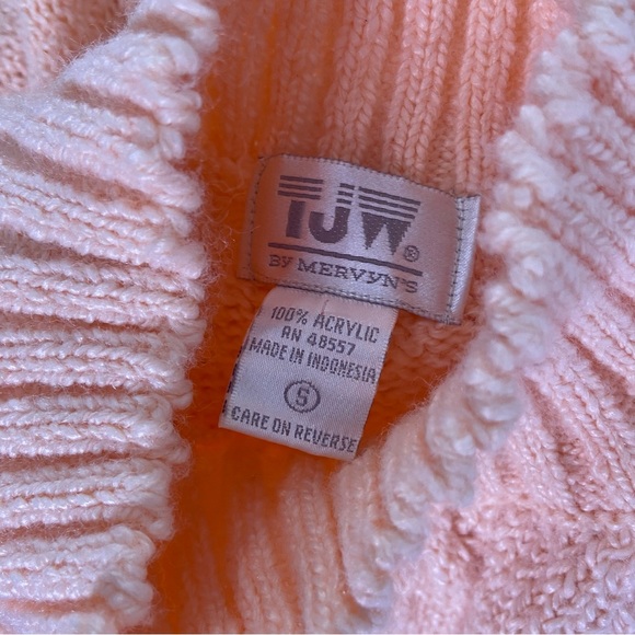 Vintage 80s peach pink knit turtleneck mock neck sweater long sleeve Mervyns TJW - Picture 6 of 6